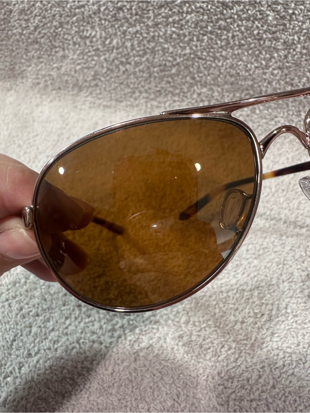 Oakley Aviator Feedback Sunglasses w/ Brown Polarized Lenses and Rose Gold Frame - Picture 8 of 10